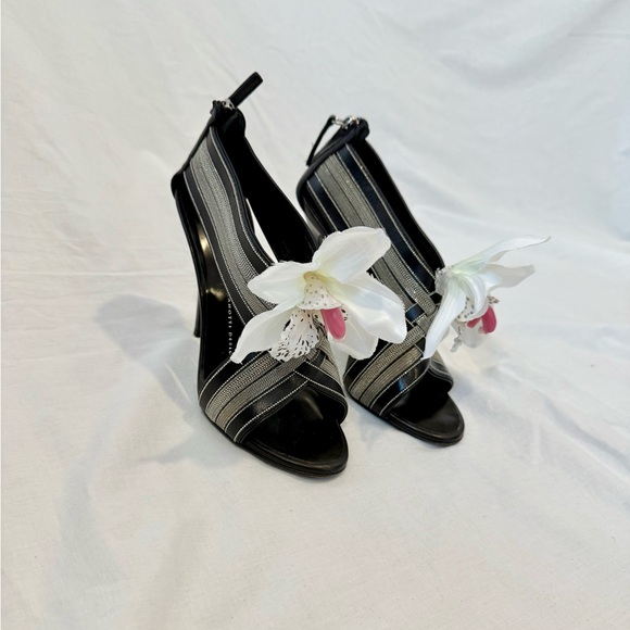 Giuseppe ZANOTTI heels sandals shoes heels pumps size 36.5 6.5 Y2K orchid flower - Picture 1 of 6